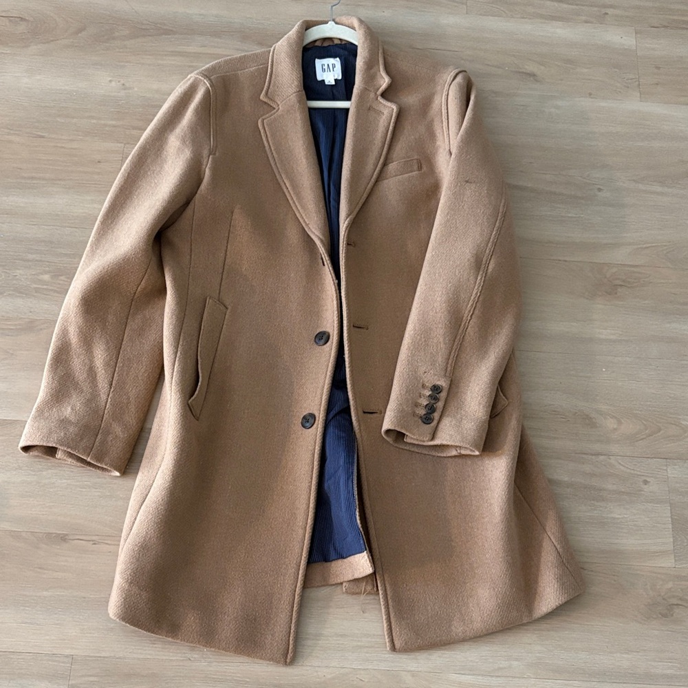 Mens GAP Camel Wool Overcoat